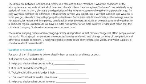 Weather Vs Climate Worksheet - Social Studies Climate Climate