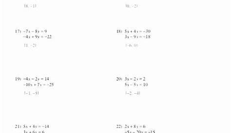systems of equations elimination worksheet