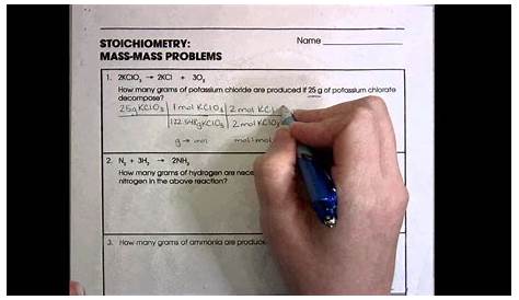 mass to mass stoichiometry problems worksheet answers