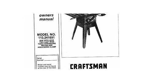 craftsman table saw manual 113