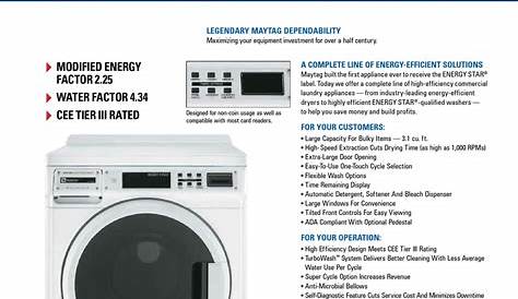MAYTAG MDE22PRBY WASHER SPECIFICATIONS | ManualsLib
