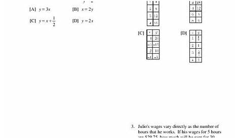 direct variation worksheet answer key