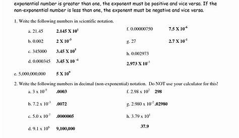 scientific notation 8th grade worksheets