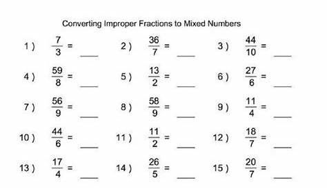 Converting Improper Fractions Worksheets | 99Worksheets