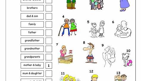grade 1 matching family members worksheet