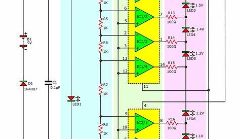 1.5V battery tester circuit using LM324 - ElecCircuit.com