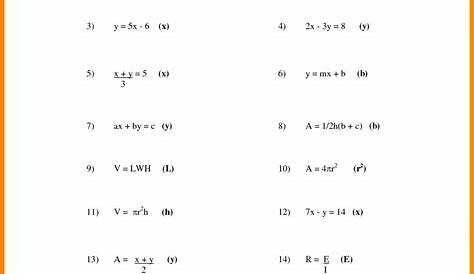literal equations and formulas worksheet