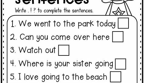 Grammar Worksheet Packet - Sentences, Punctuation, Capitals