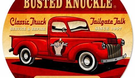 Vintage Old Truck Metal Sign 14 x 14 inches