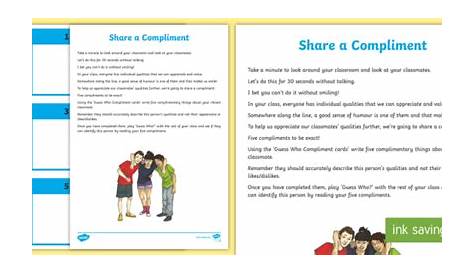 Share a Compliment Worksheet / Worksheet (teacher made)