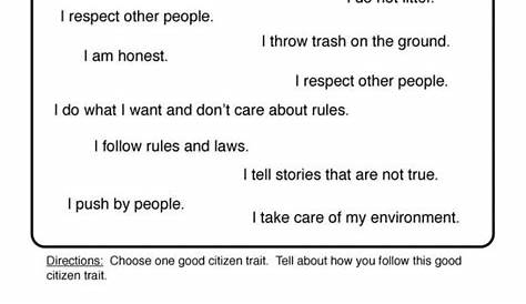 How To Be A Good Citizen Worksheets | 99Worksheets