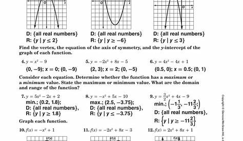 Practice Worksheet Graphing Quadratic Functions In Standard Form — db
