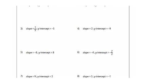 identifying slope and y intercept worksheets