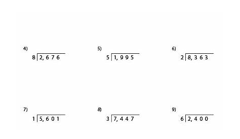 Dividing 4-Digit by 1-Digit Whole Numbers Worksheets | Math division