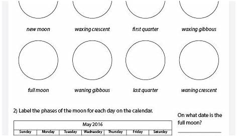 The Phases of the Moon Worksheet - Studyladder Interactive Learning Games