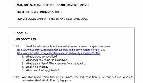 Blood Types Answer Key » Eutonie Answer Key for Worksheet Guide