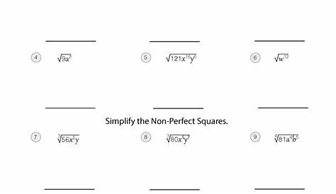 simplify radical expressions worksheets