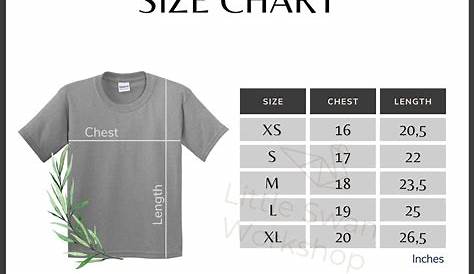 Gildan 5000B Size Chart Gildan G500B Youth T-shirt Size - Etsy