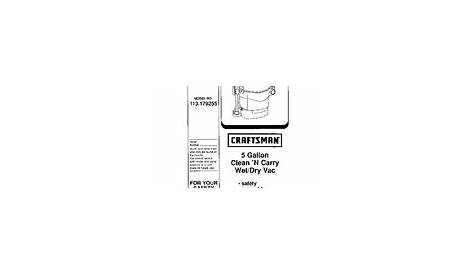 Craftsman 9 Gallon Wet Dry Vac Manual