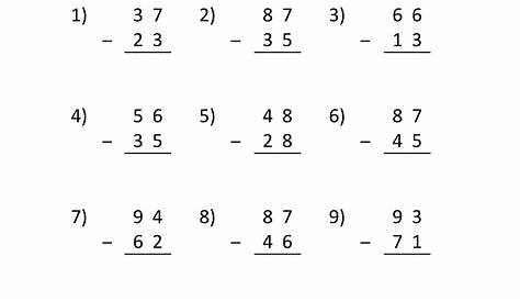 free two digit subtraction worksheets