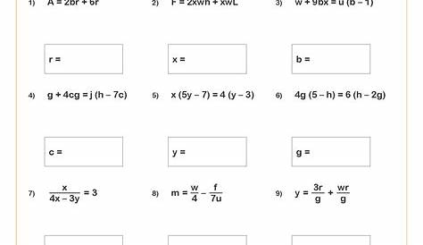 Rearranging Formulae (B) Worksheet | Printable PDF Worksheets