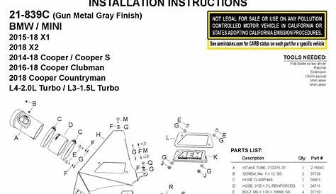 AEM 21-839C INSTALLATION INSTRUCTIONS Pdf Download | ManualsLib