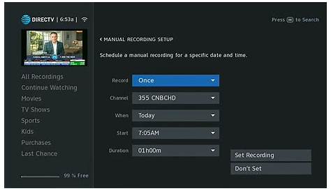 Can you create a manual recording on a DIRECTV DVR... so it's like a