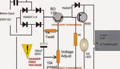 1 Watt LED Emergency Lamp Circuit Using Li-Ion Battery | Circuit
