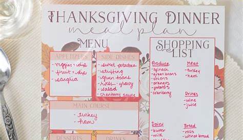 thanksgiving meal planning worksheet