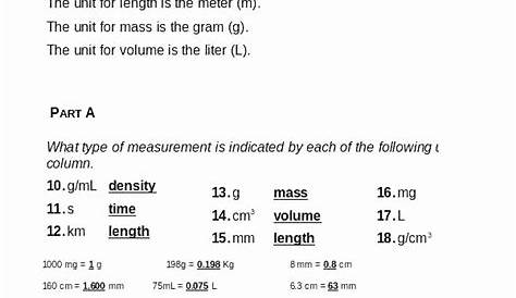 metric conversions worksheet chemistry answers