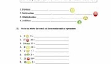 math symbols worksheet 1st grade