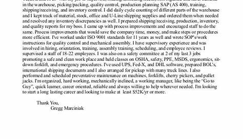 warehouse manager cover letter sample