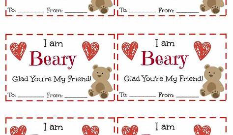 Free Printable: I'm Beary Glad You're My Friend Valentine - Southern