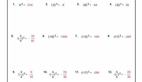 Exponents Worksheet With Answer Key | Printable Worksheets and