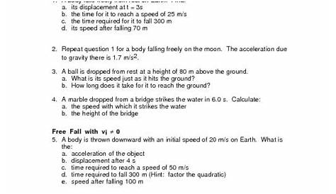 gravitational force worksheet grade 5