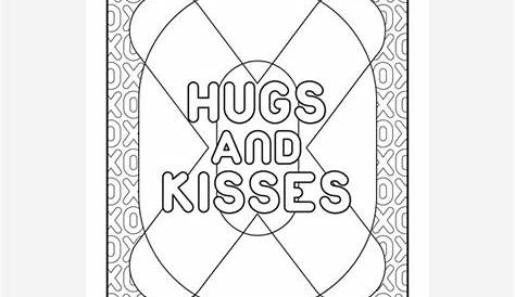 Hugs and Kisses Printable Coloring Page Coloring Sheet | Etsy