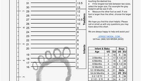 Foot Measuring Chart Printable