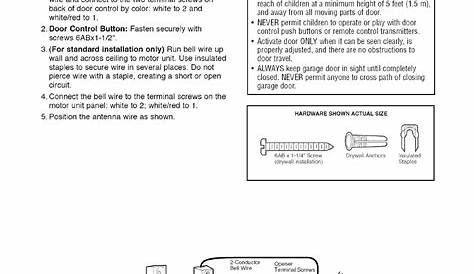 Installation step 6, Install the door control, Warning | Craftsman 1/2