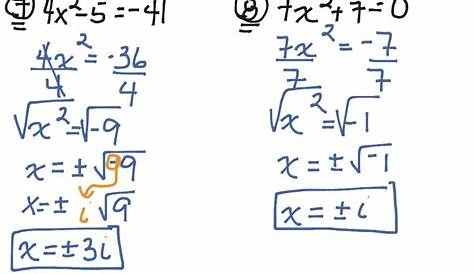 solving quadratics with square roots worksheets