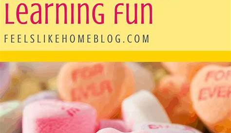 Candy heart learning activities including math, sorting, reading, and