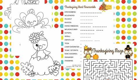 thanksgiving activities for kids printable