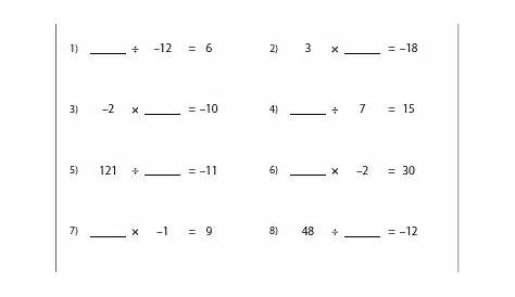 Adding Subtracting Multiplying And Dividing Integers Worksheet Pdf With