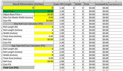 vinyl decal cost chart