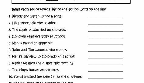 worksheets on action verbs