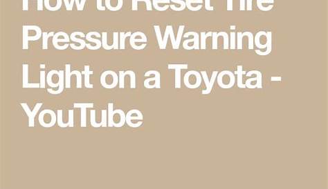reset tire pressure light toyota camry