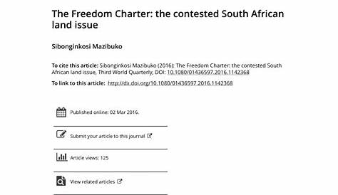(PDF) The Freedom Charter: the contested South African land issue