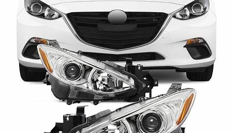 For 2014-16 Mazda 3 OE Halogen Style Projector Chrome Headlights Left
