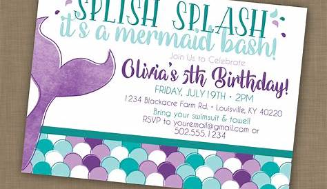 Mermaid Birthday Party Invitation PRINTABLE Invitation Under