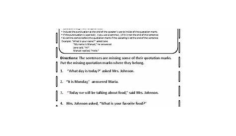 quotation marks practice worksheets