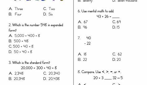 math worksheet for third grade